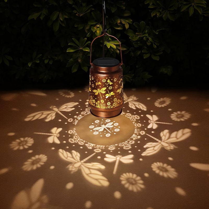 BODEVEDOB Solar Lanterns Outdoor Waterproof Dragonfly Garden Decor Gifts for Women Mom Grandma Hanging Solar Lights Metal Solar Decoration Outside for Yard,Patio,Backyard,Porch - Image 3